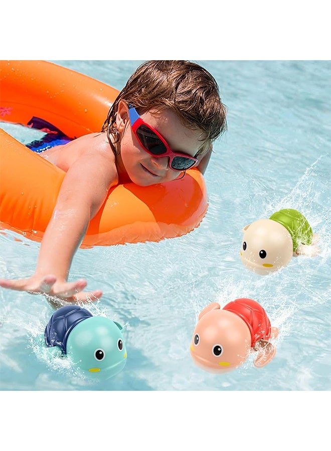 3 قطع ألعاب حمام، ألعاب حمام سلحفاة سباحة، ألعاب حوض استحمام عائم يعمل باللف للأطفال، ألعاب مائية لحمام السباحة للأطفال الصغار من عمر 1 إلى 4 سنوات، هدايا للأولاد والبنات - Image 3