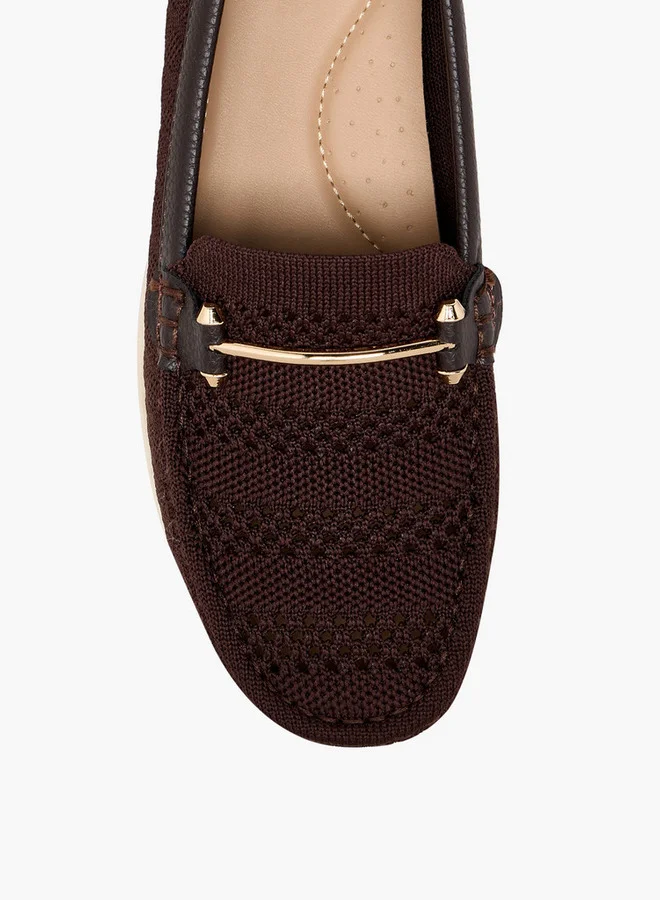 Flora Bella By Shoexpress Metal Accent Slip-On Wedge Heel Loafers