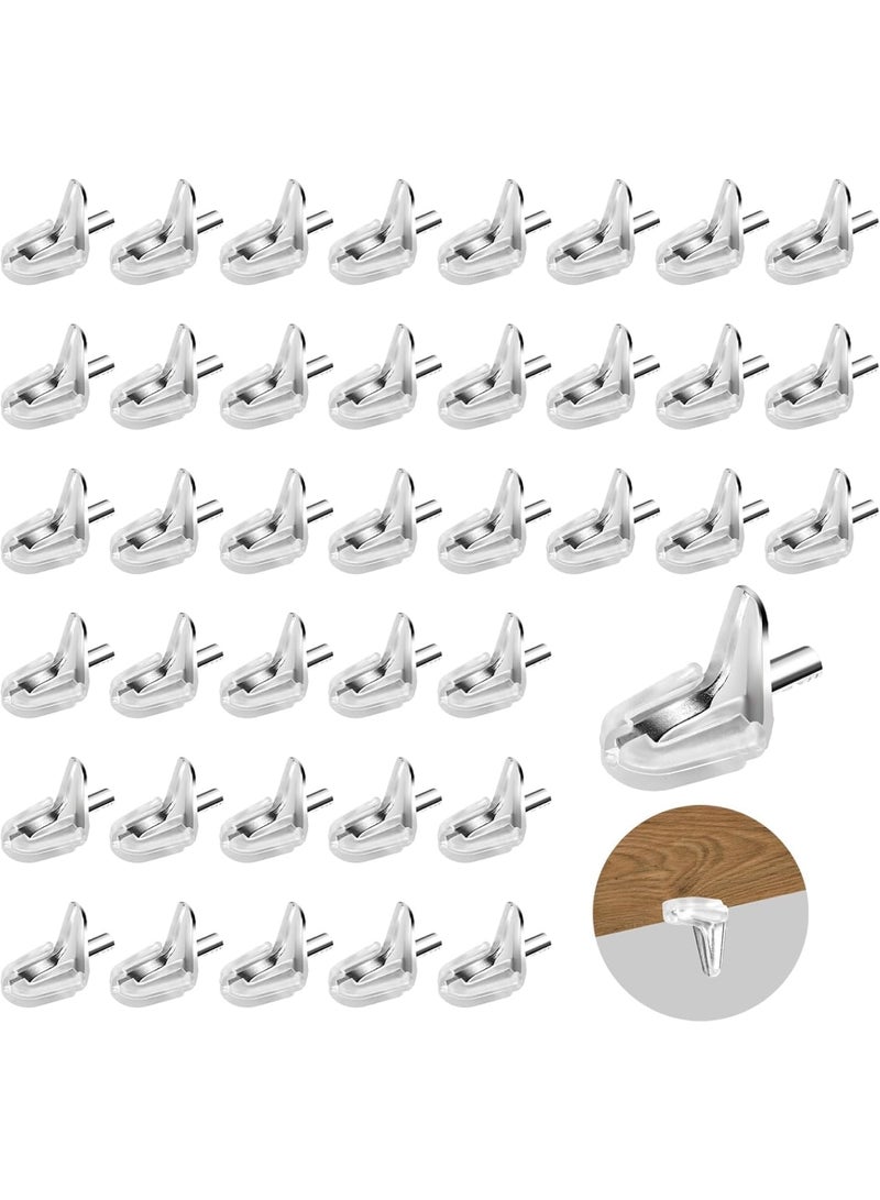 Excefore 3mm Shelf Support Peg, 40 Pcs Support Cabinet Shelf Pins Glass Shelf Supports Peg Transparent Rubber Replacement Peg Shelf Holder Locking Pins for Bookshelf Wardrobe Bookcase Glass Showcas - Image 1