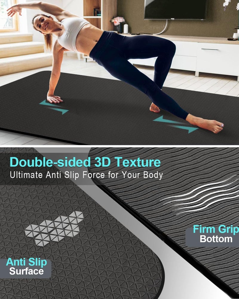 MRZZATA Extra Long & Wide Thick Yoga Mat for Tall Men & Women, 84'' x 32'' x 7mm Non-Slip TPE Yoga Mat with Strap - Image 3