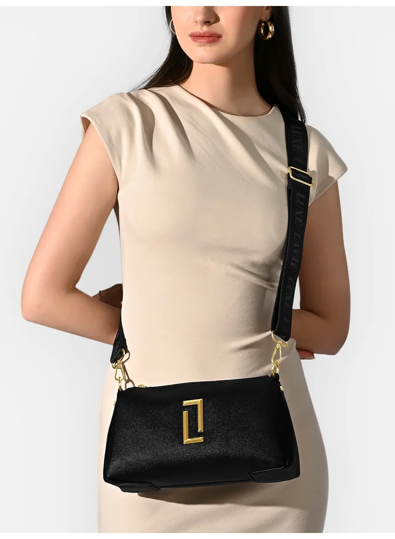 Lavie Luxe Women's Duo Lizzy 3 Compartment Sling Bag (Black)