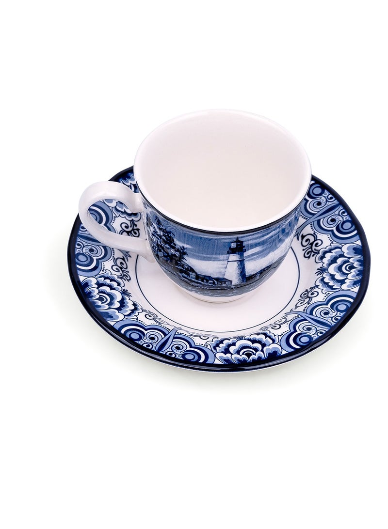 Claytan Halcyon Blue 200 ml Porcelain Coffee & Tea Cup with Matching Saucer - Image 1