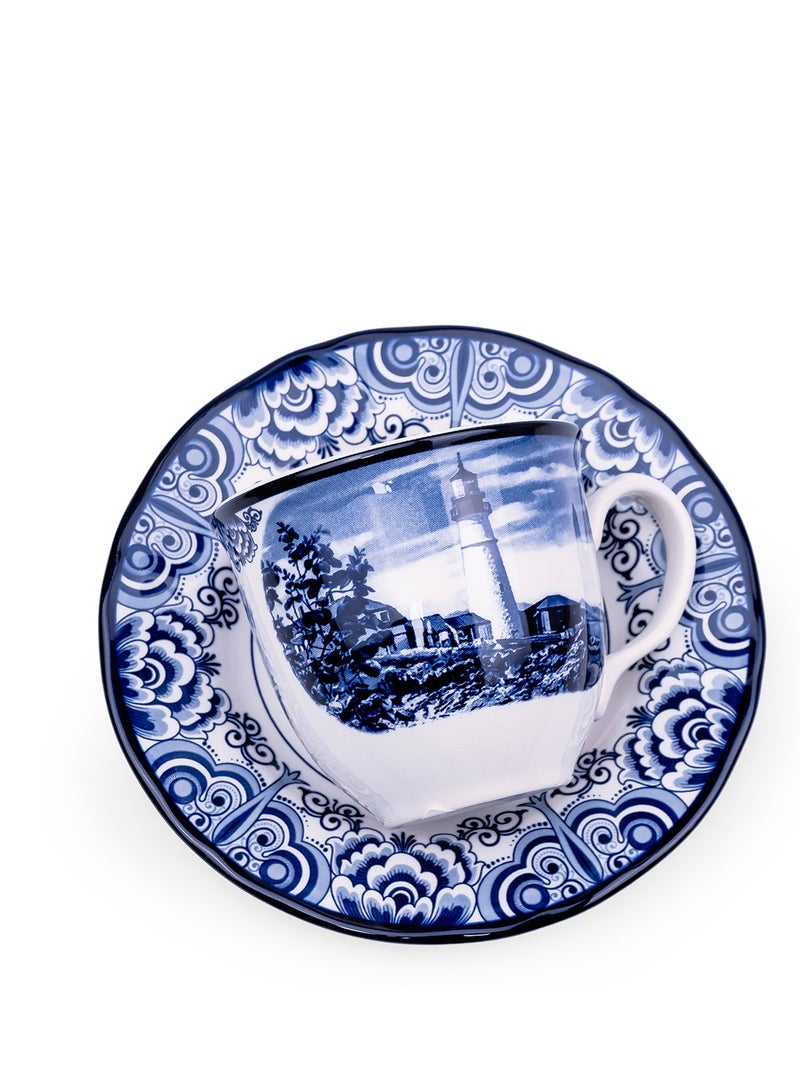Claytan Halcyon Blue 200 ml Porcelain Coffee & Tea Cup with Matching Saucer - Image 3