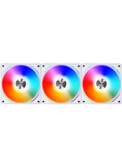 LIAN LI Lian-Li UNI Fan AL120 V2 Three White, PBT+PC+Aluminum Materials, 120mm Fans, Up to 1900 RPM Fan Speed, 64.5 CFM Airflow, Pack of 3 | G99.12ALV23W.00  - Image 1