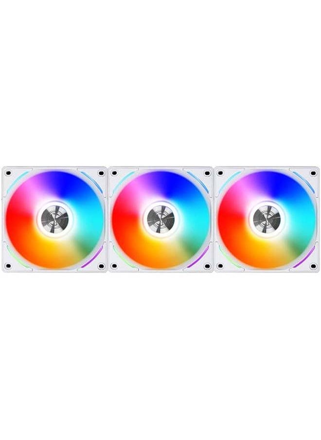 LIAN LI Lian-Li UNI Fan AL120 V2 Three White, PBT+PC+Aluminum Materials, 120mm Fans, Up to 1900 RPM Fan Speed, 64.5 CFM Airflow, Pack of 3 | G99.12ALV23W.00  - Image 1