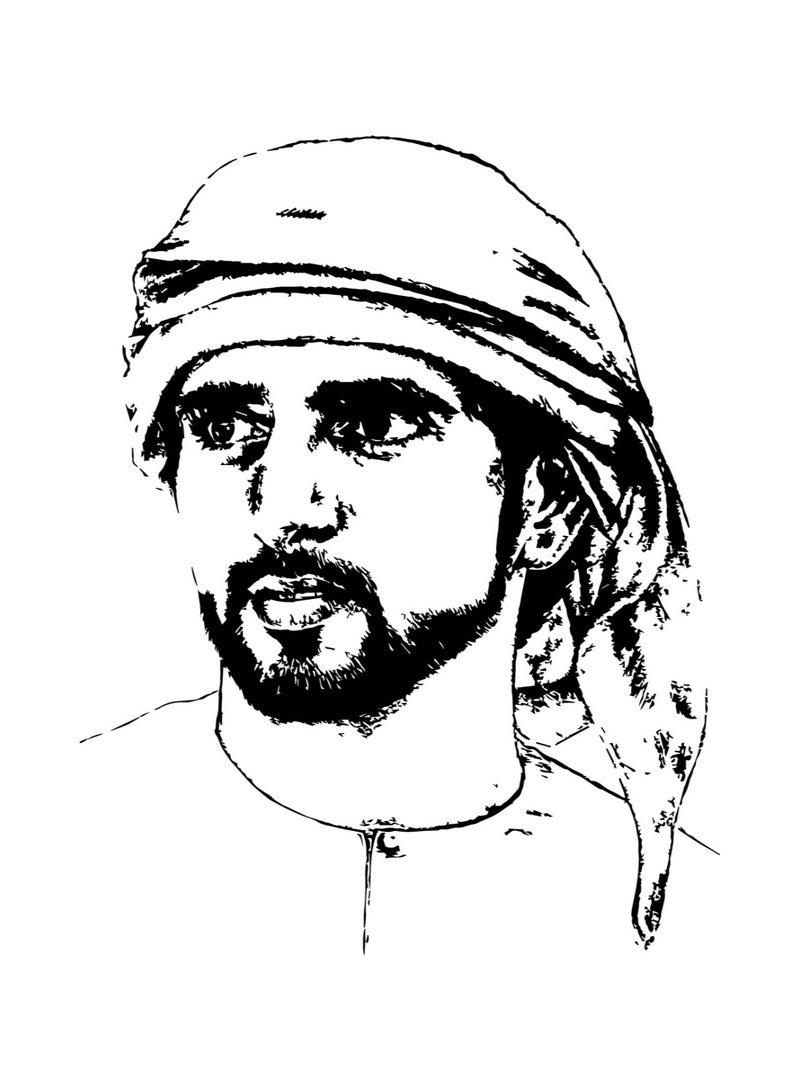 Acnor Sheikh Hamdan Bin Mohammed Al Maktoum Decal | Dubai Ruler | For Car Exterior, Front Grille, Rear Trunk, Vehicel Body, Bumper | Vinyl Car Decals | Size: 11x12cm Color Black