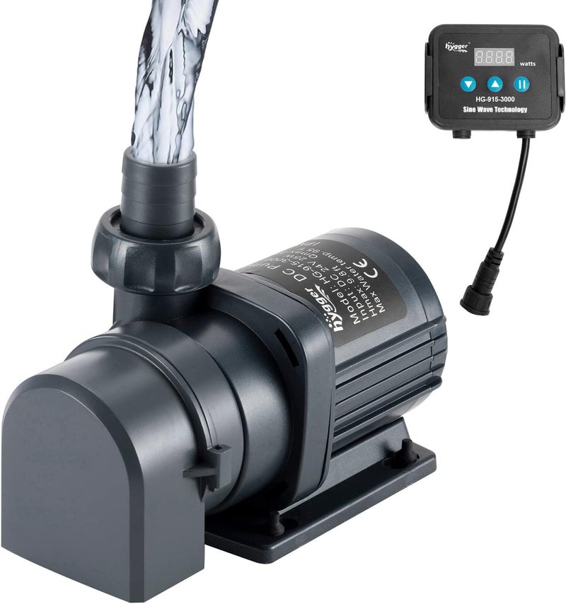 Hygger مضخة مياه هادئة وغاطسة وخارجية 800GPH بجهد 24V، مع وحدة تحكم (إعدادات 30%-100%)، مضخة عودة قوية لأحواض السمك، الأكواريوم، البرك، النوافير، خزانات المياه، الزراعة المائية (25W، 9.8 قدم) - Image 1