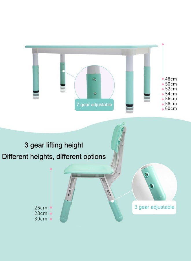 JSAITOYS 5-Piece Rectangle Plastic Adjustable Desk Sets Children Study Activity Table And Chair Set Preschool Furniture - Image 3