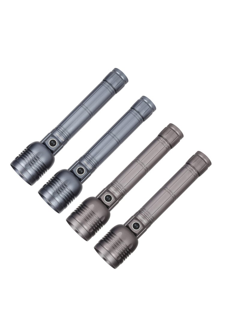 Krypton Zoomable LED Flashlight- KNFL5167 | Pack of 4, 20 W  LEDs, Perfect for Indoor and Outdoor Use, 10 Hours Continuous Working/ Aircraft Aluminum Alloy Body, Type-C Charging - Image 1
