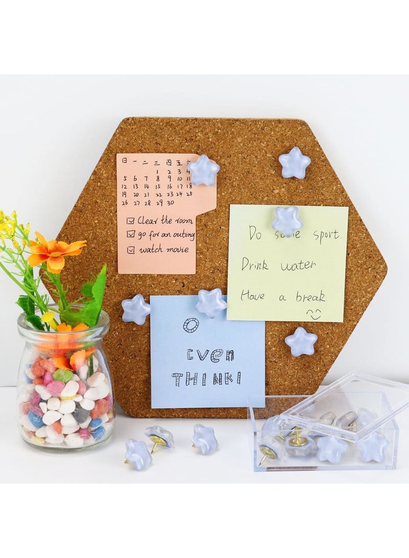 Decorative Push Pins, Star Glitter Thumb– Add Sparkle and Style to Your Space,Tacks for Bulletin Board, Corkboard, Photo, Map, Feature Wall, Office or Home Decor (20pcs,Blue Star) - Image 2