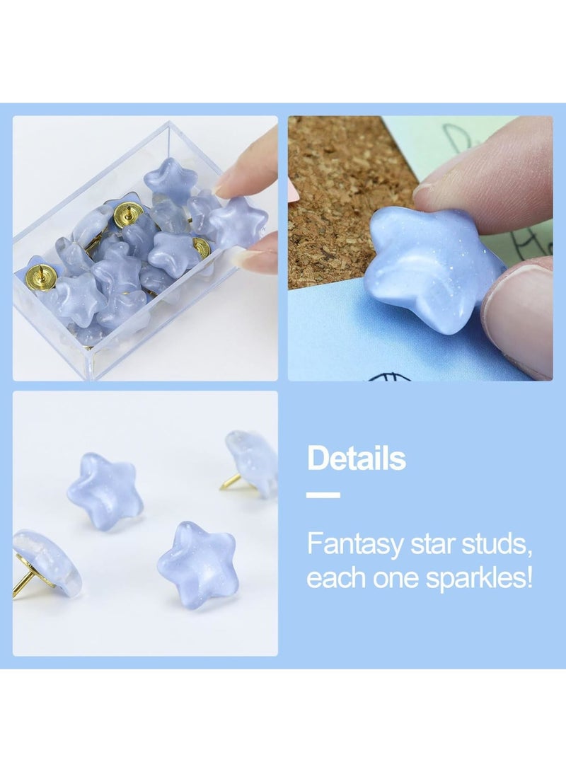 Decorative Push Pins, Star Glitter Thumb– Add Sparkle and Style to Your Space,Tacks for Bulletin Board, Corkboard, Photo, Map, Feature Wall, Office or Home Decor (20pcs,Blue Star) - Image 5