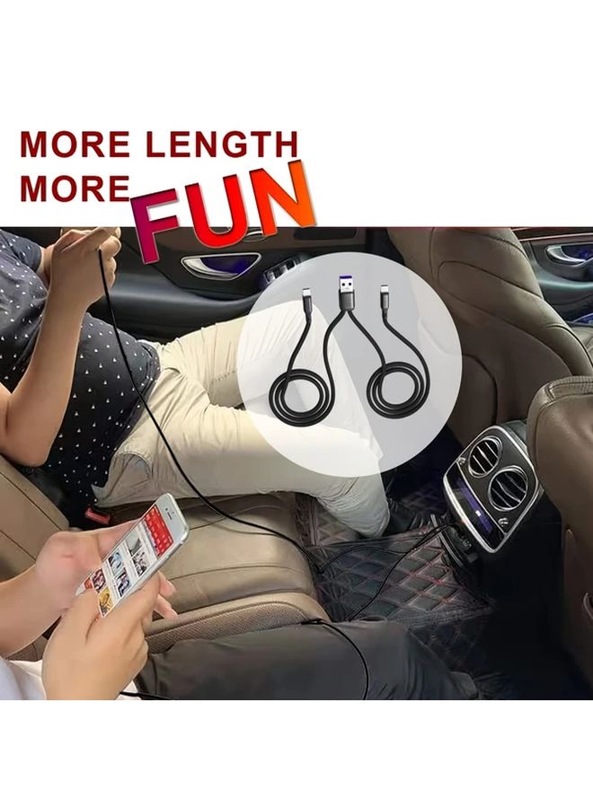 قطعتان من كابل الشحن السريع 66 واط القابل للسحب من النايلون المضفر باللون الأحمر والأسود، USB من النوع A إلى C. - Image 3