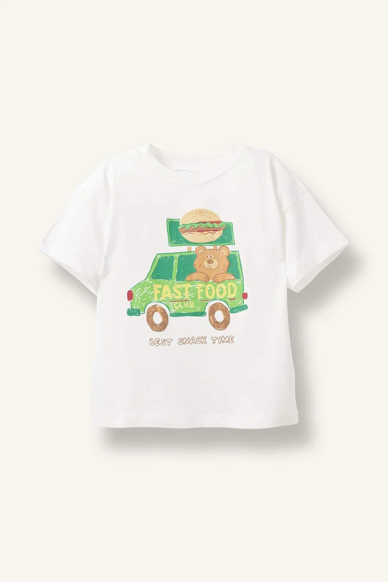 Defacto Baby Boy Oversize 100% Cotton Printed Short Sleeve T-Shirt