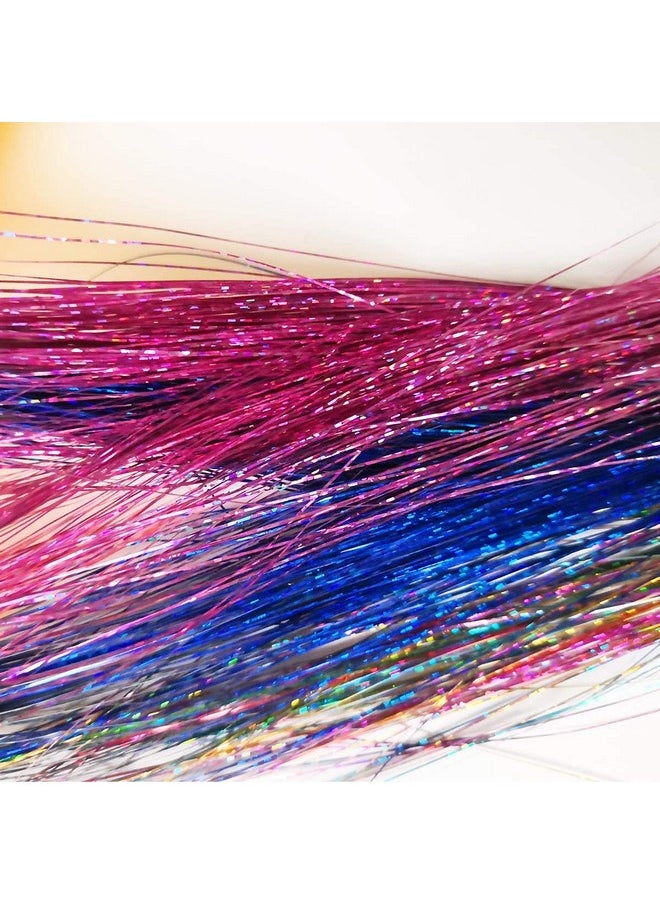 Xinxinshuyu Hair Tinsel Kit With Tool 12 Colors 3000 Strands Hair Tinsel Kit Shiny Fairy Hair Tinsel Extensions Colord Party Highlights Glitter Hair Extensions Multicolors Hair Tinsel Kit (12 Colors, 45")  - Image 5