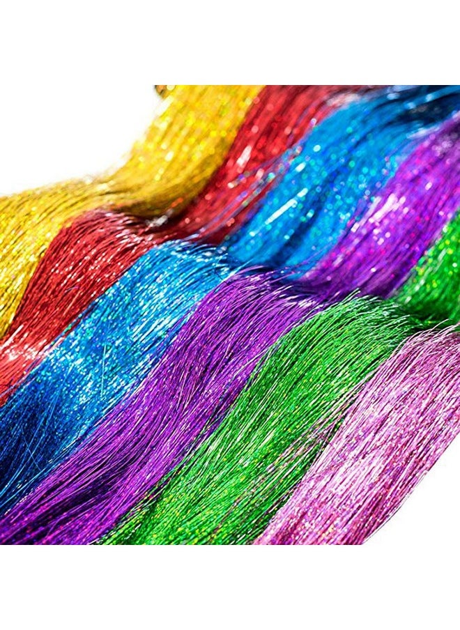 Xinxinshuyu Hair Tinsel Kit With Tool 12 Colors 3000 Strands Hair Tinsel Kit Shiny Fairy Hair Tinsel Extensions Colord Party Highlights Glitter Hair Extensions Multicolors Hair Tinsel Kit (12 Colors, 45")  - Image 4