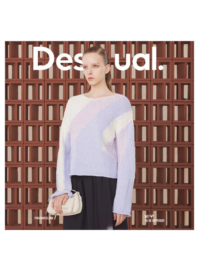 DESIGUAL كنزة نسائية ملونة ذات حياكة متعددة الحجم الكبير - Image 2
