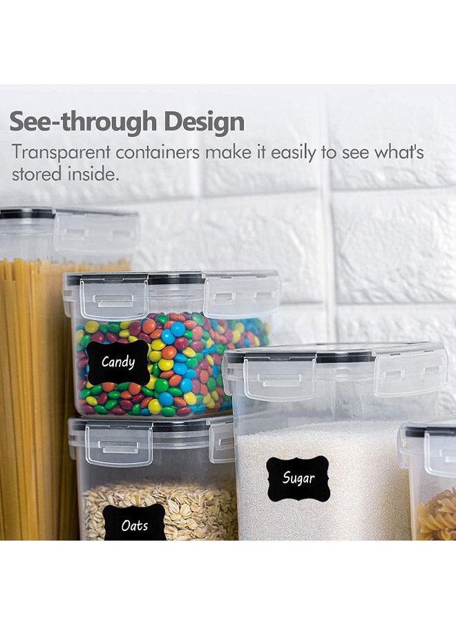 14 Pcs Food Storage Contaners with Lid, BPA-free Cereal and Snack Containers with Lables and Small Spoon for Kitchen Pantry Organization and Storage