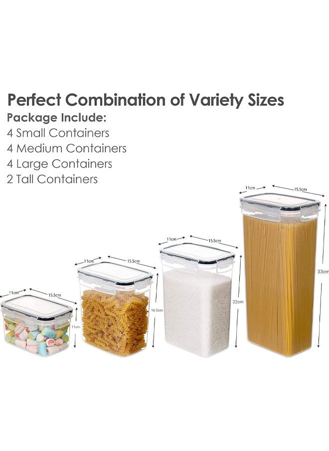 14 Pcs Food Storage Contaners with Lid, BPA-free Cereal and Snack Containers with Lables and Small Spoon for Kitchen Pantry Organization and Storage