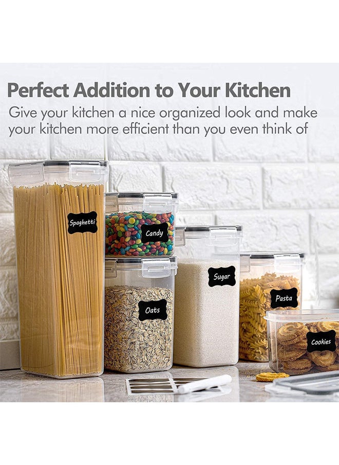 14 Pcs Food Storage Contaners with Lid, BPA-free Cereal and Snack Containers with Lables and Small Spoon for Kitchen Pantry Organization and Storage