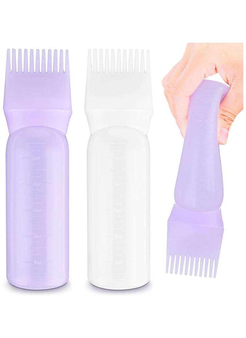 Generic - Precision Hair Dye Applicator Set 6 Ounce Root Comb Bottle With Graduated Scale Purple & White - Image 1