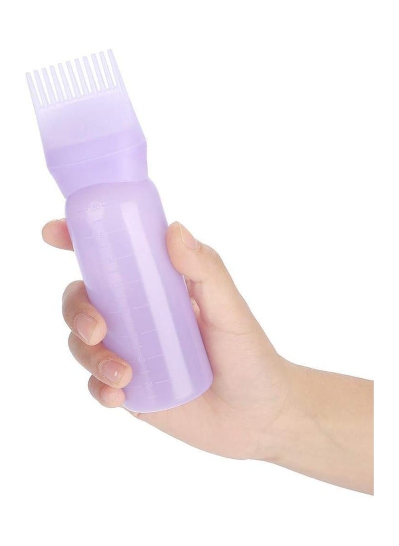 Generic - Precision Hair Dye Applicator Set 6 Ounce Root Comb Bottle With Graduated Scale Purple & White - Image 1