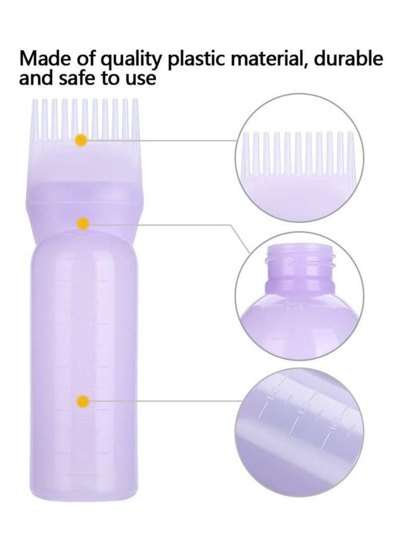 Generic - Precision Hair Dye Applicator Set 6 Ounce Root Comb Bottle With Graduated Scale Purple & White - Image 1