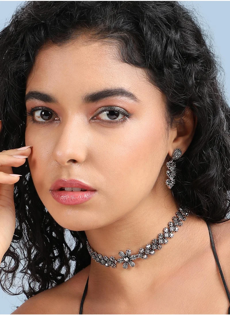 SOHI Crystal Daisy Jewellery Set