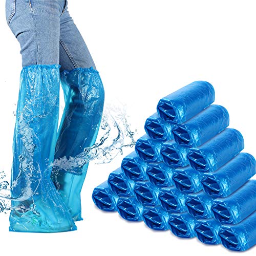 Satinior Disposable Boot Covers Plastic Long Waterproof Shoes Cover Over The Knee Shoes Cover for Men Women - Image 1