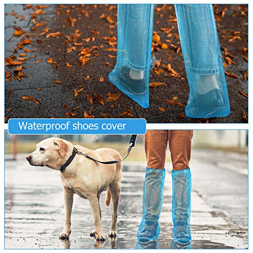 Satinior Disposable Boot Covers Plastic Long Waterproof Shoes Cover Over The Knee Shoes Cover for Men Women - Image 2