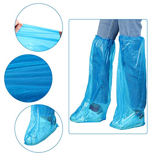 Satinior Disposable Boot Covers Plastic Long Waterproof Shoes Cover Over The Knee Shoes Cover for Men Women - Image 3