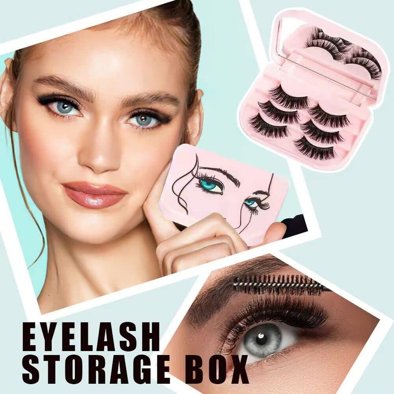 YiQiYi Cosmetic Case Empty Eyelashes Storage Case with Makeup Mirror Holder Box Fake Eyelash Packing Travel Storage Case Eyelashes Bag(Light Pink) - Image 4