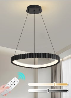 YATAI LIGHTING Black Round LED Chandelier, 29W Adjustable Hanging Light with Remote Control, 3-Color Dimming (3000K-6000K), Adjustable Height for Dining Room, Bedroom, Living Room, 55CM Diameter  - Image 1