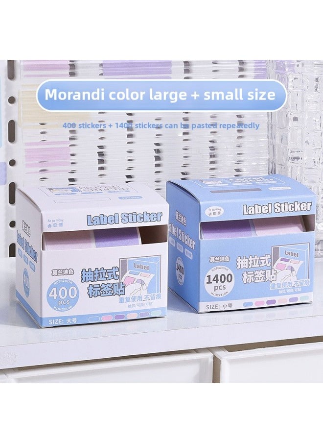 Preferential Convenience High Name Sticker Sticker Sticker Student Pull Value Mark Yan Chronicle Memo Sticker Special Sticker Label-Color:[morandi Color Small Size + Large Size] 2 Boxes Total 1800 Stickers  - Image 1