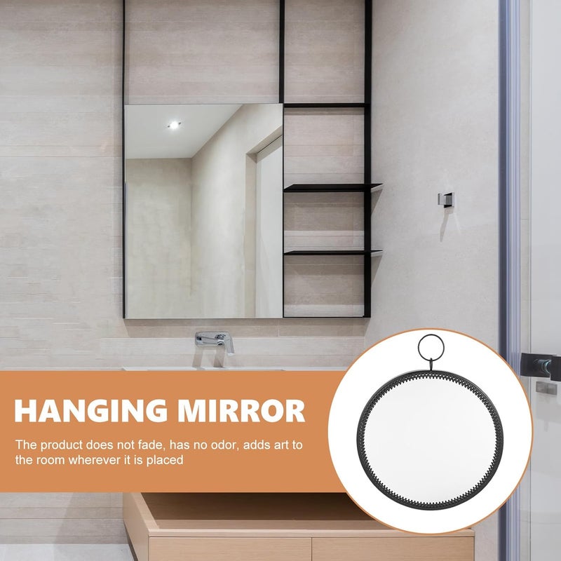 Abaodam Wall-Mounted Vanity Mirror Compact Frame Hanging Circle Glass Mirror Punch-Free Bathroom Makeup for Home Decoration - Image 4