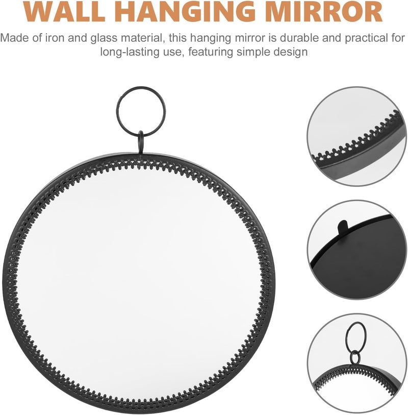 Abaodam Wall-Mounted Vanity Mirror Compact Frame Hanging Circle Glass Mirror Punch-Free Bathroom Makeup for Home Decoration - Image 3