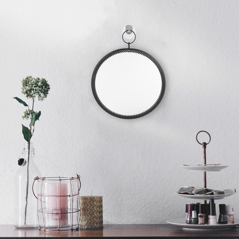 Abaodam Wall-Mounted Vanity Mirror Compact Frame Hanging Circle Glass Mirror Punch-Free Bathroom Makeup for Home Decoration - Image 5