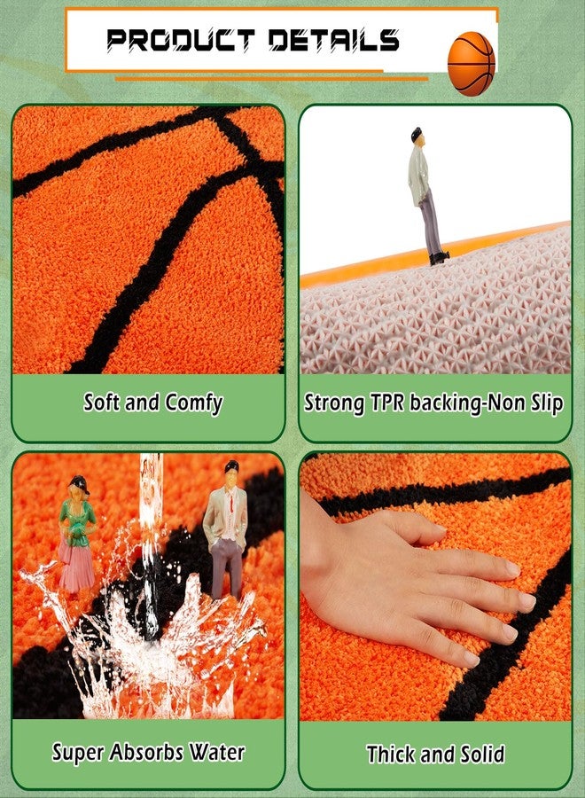 Tinideya 3 Pack Cute Baseball Basketball Football Rug 26-32" Soft Round Sports Carpet for Bedroom Bathroom Decor Plush Non-Slip Washable Mat Fluffy Area Rug Carpet for Men Floor Door Chair - Image 3