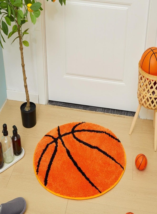 Tinideya 3 Pack Cute Baseball Basketball Football Rug 26-32" Soft Round Sports Carpet for Bedroom Bathroom Decor Plush Non-Slip Washable Mat Fluffy Area Rug Carpet for Men Floor Door Chair - Image 4