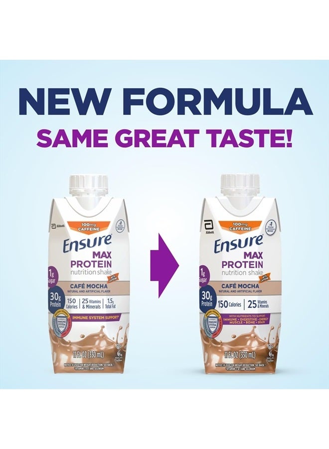 Ensure مشروب ماكس بروتين السائل الغذائي مع 30 جرام من البروتين، 1 جرام من السكر، مشروب بروتين عالي، كافيه موكا، 11 أونصة سائلة (عبوة من 12) خالي من الجلوتين - Image 2