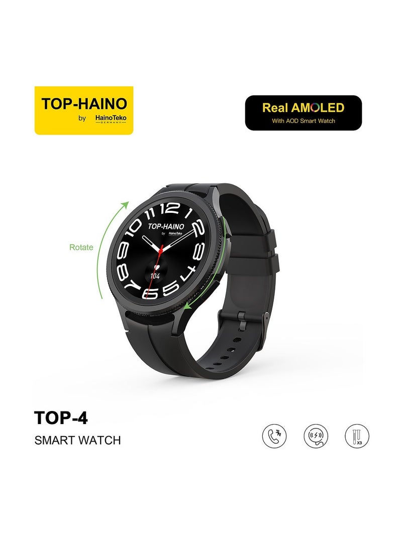 Haino Teko - Haino Teko TOP-Haino TOP-4 Real AMOLED with Always on Display Smart Watch with 3 Straps and pen - Image 1