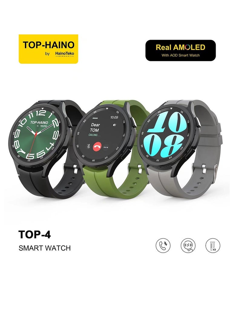 Haino Teko - Haino Teko TOP-Haino TOP-4 Real AMOLED with Always on Display Smart Watch with 3 Straps and pen - Image 1