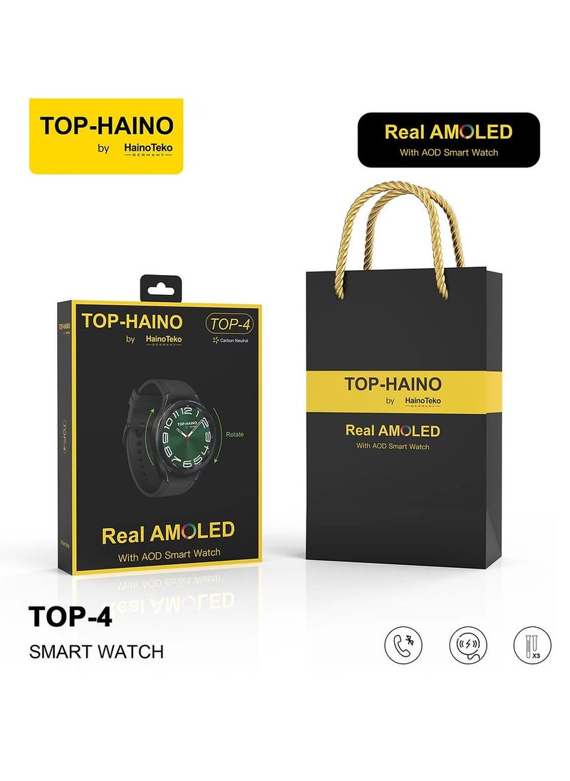 Haino Teko - Haino Teko TOP-Haino TOP-4 Real AMOLED with Always on Display Smart Watch with 3 Straps and pen - Image 1