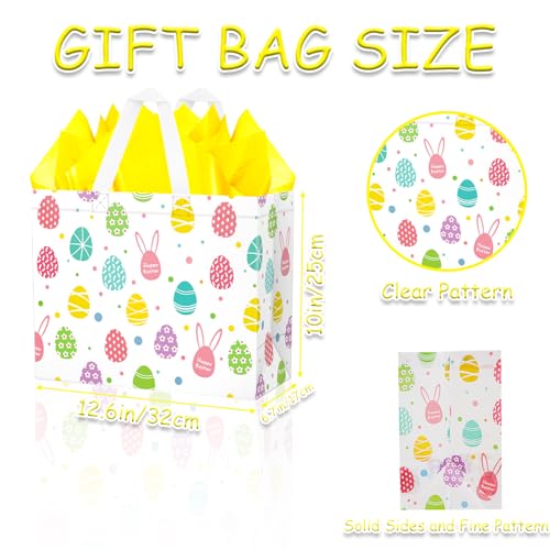 JWSCYSY 2Pcs 12.6" Large Easter Gift Bags with Card and Tissue Paper, Reusable Non-Woven Easter Bag with Handles for Kids Easter Party Supplies, Easter Egg Hunts, Easter Treat Bags. - Image 2