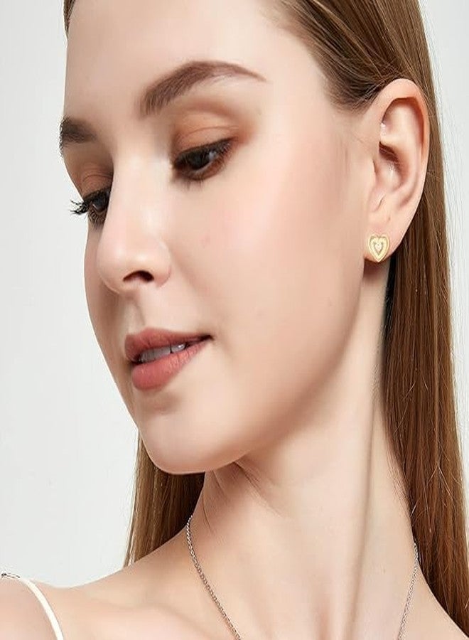 AILife Double Heart Stud Earrings for Women, 14K Gold Stud Earrings For Women Love Heart Earrings Hypoallergenic Jewelry Gifts - Image 2