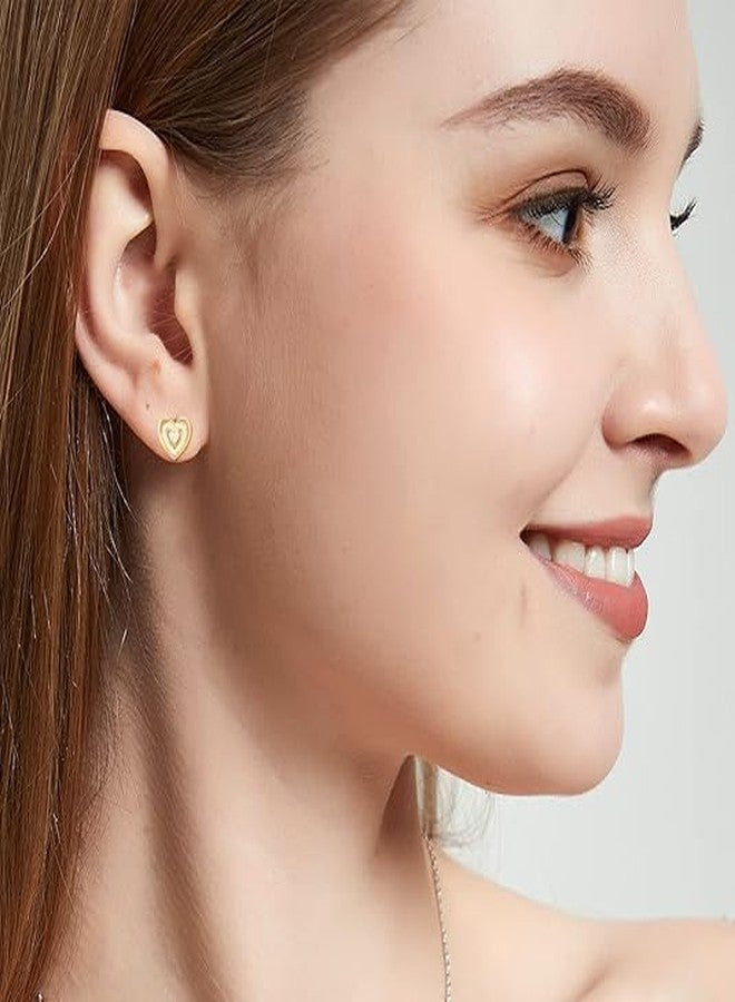 AILife Double Heart Stud Earrings for Women, 14K Gold Stud Earrings For Women Love Heart Earrings Hypoallergenic Jewelry Gifts - Image 3