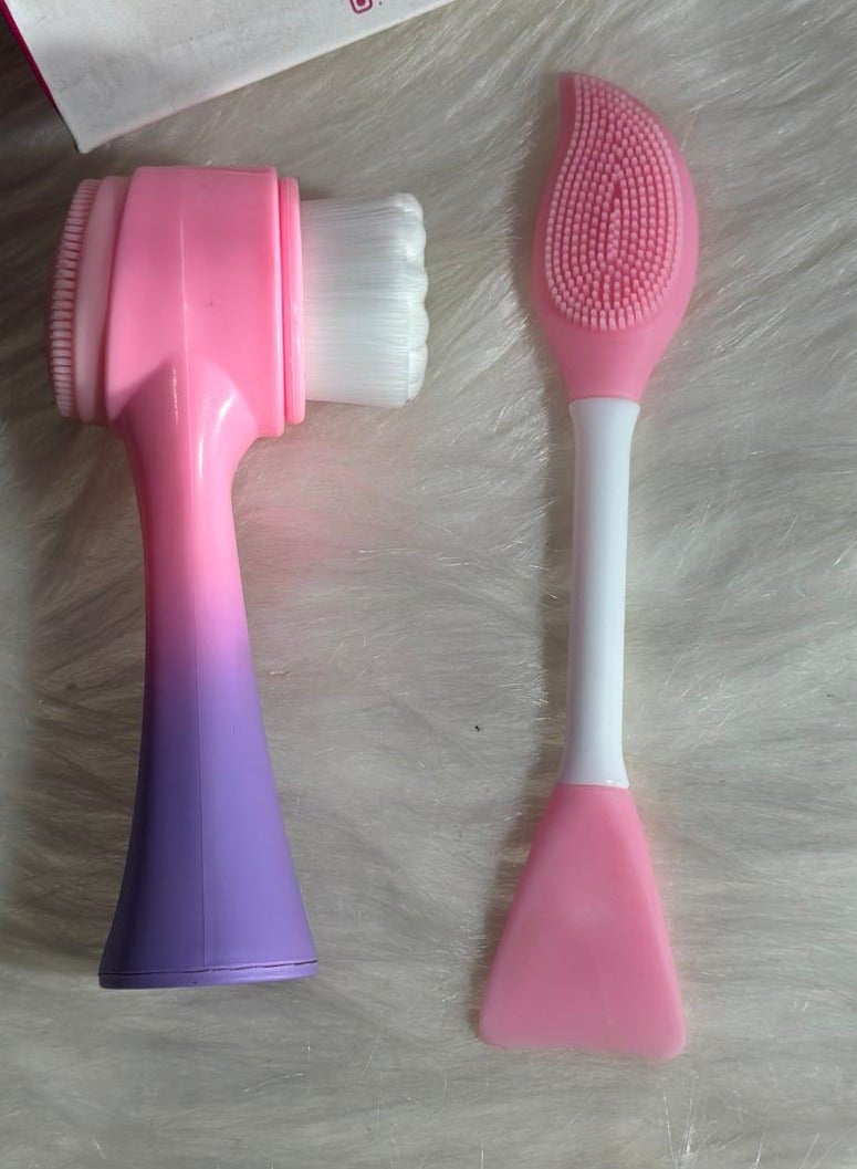 Generic maya accessories face Brush - Manual Facial Cleansing, 1Pcs Double Side Skin Care Facial Cleaning Brush,with Silicone Face Mask Brush And Mud Mask Applicator (2PCS) - Image 1
