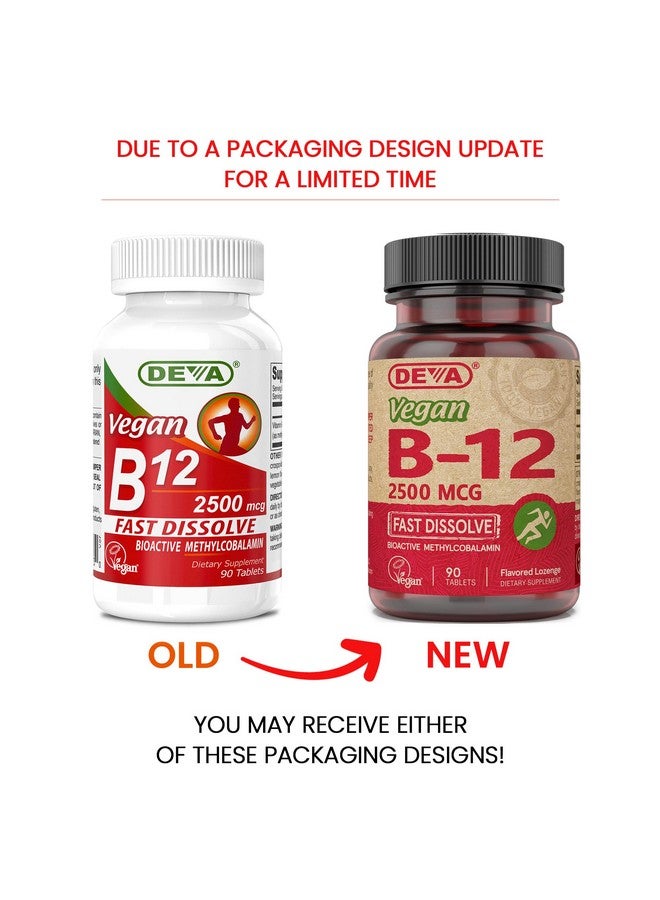 DEVA Vegan Vitamins B-12, High Potency 2500 mcg B12, Fast Dissolve, Sublingual, 90 Tablets (Pack of 2) - Image 2