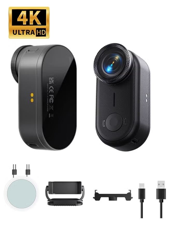 ZONBON 4K Thumb Action Camera, Mini Body Cameras, 64GBBuilt-in Storage, Wearable Pocket Vlogging Camera with Magnetic Lanyard, Small Portable Body Cam Helmet Cam for Work, Cycling, Travel, Pet Walking,6-axis Gyroscopic Image Stabilization + EIS Image Stabilization, 10 Meters waterproof - Image 1