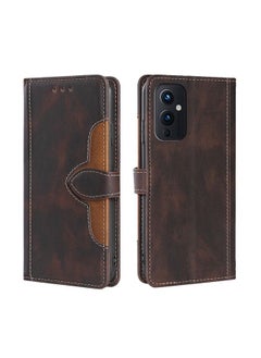 HuHa Case Cover For For OnePlus 9 Skin Feel Straw Hat Magnetic Buckle Leather Phone Case(Brown) 