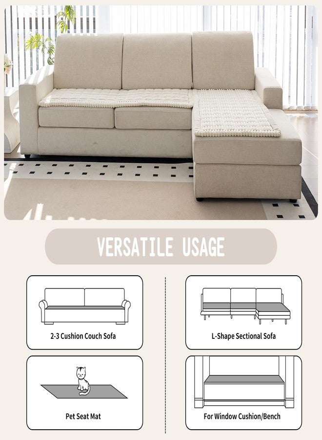 MDSASFD Sofa Couch Cover, Sofa Covers for Dogs Washable, Non-Slip Striped Sofa Slipcovers for Sectional Sofa, Sofa Cover Furniture Protector for L Shaped(Beige White, 27.6"x 59") - Image 4